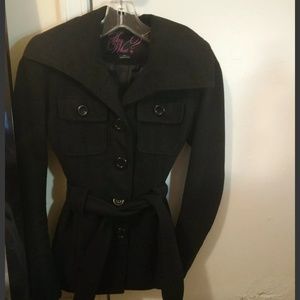 Say What? Black Belted Peacoat Size XS Juniors
